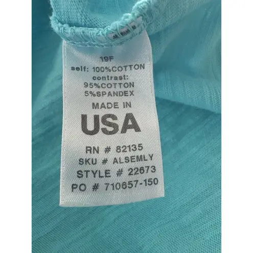 Fresh Produce Tunic Womens XS Turq Blue Oversize Asymmetrical Coastal Lagenlook