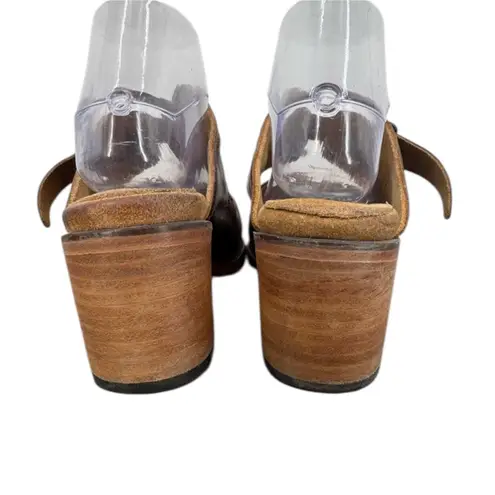 Freebird Caprice Brown Leather Buckle Mules Clogs Size 9