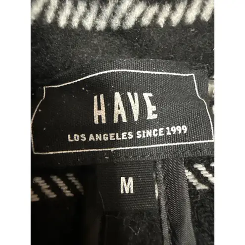 HAVE Women's Black Wool Checkered Plaid Notch Collar Blazer Coat Jacket Size M Size M