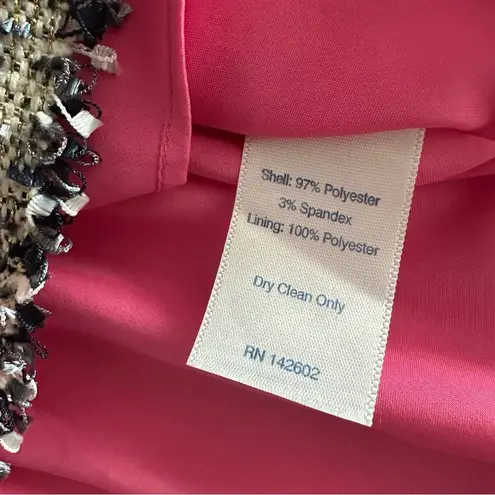 Sail To Sable Hot Pink Sleeveless Top Metallic Tweed Trim Size XS