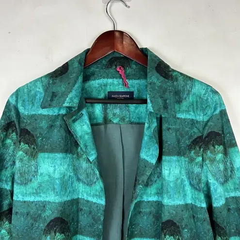 Piazza Sempione Green Blue Blazer Jacket Open Front Woman's Size IT 38 US 2