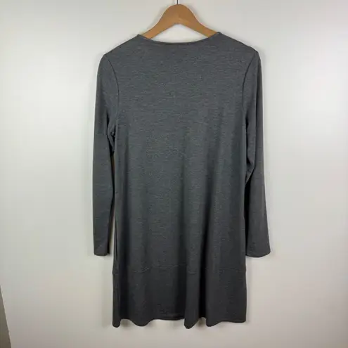 J Jill Pure Jill Luxe Tencel Knit Mini Dress Small Gray Long Sleeve Minimalist