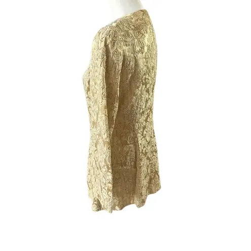 Carmen Marc Valvo Cache Gold Jacquard Jacket Evening Formal Long Sleeve Sz 8