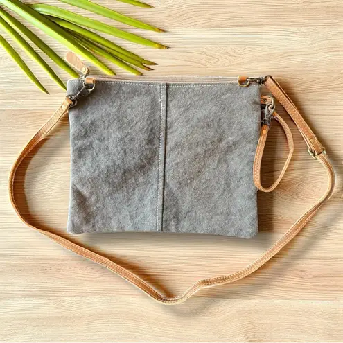 Myra Bag Gray Canvas & Leather Crossbody / Shoulder Bag – Sel de Mer Paris Print
