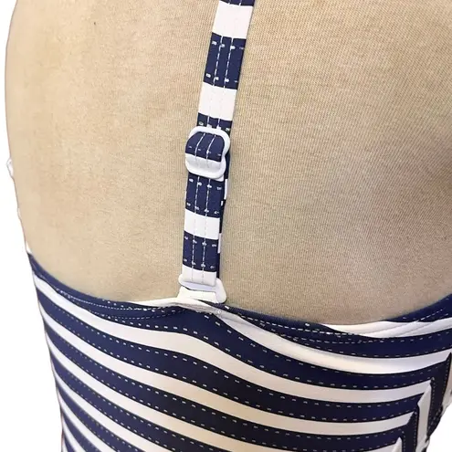 NipTuck Swimsuit One Piece Navy Blue White Stripes Multi Fit Cup 6