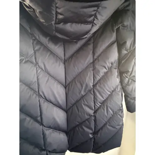 Ports Down Open Front Coat Wool Cashmere Shawl Collar Size Large Goose Down Blue