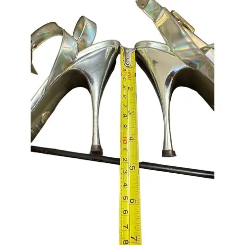 Dolce & Gabbana Iridescent Silver Ankle Strap Sandal Heels size 40