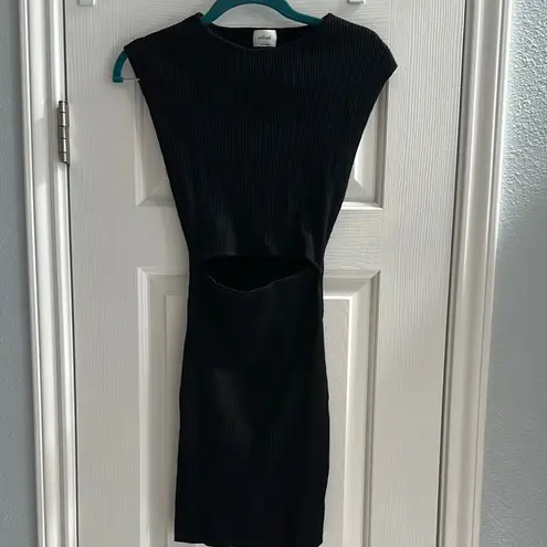 Wilfred Aritzia Free Knit Cut Out Mini Ribbed Dress Black Knit Women’s Small