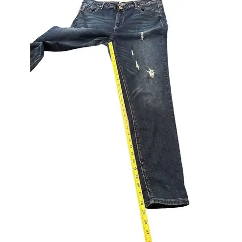 Eloquii Women's Plus Size 18 Long Dark Blue Distressed Straight Jeans