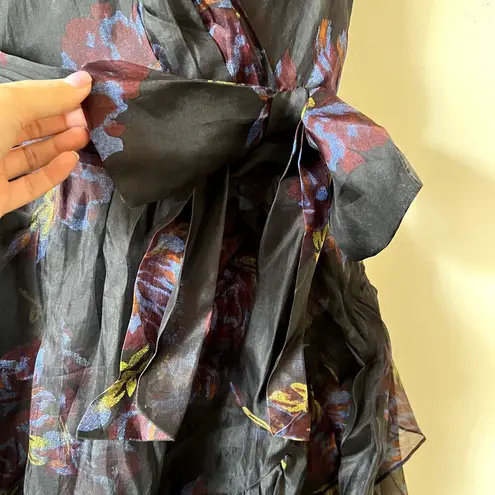 Cinq à Sept Cinq a sept maxi organza dress Bow size 6 black purple C0