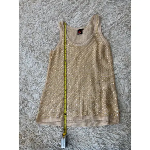 Adrienne Vittadini Sleeveless Top Sequin Embellished Party Tank Top Large y2k