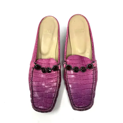 Stuart Weitzman  Size 9‎ Clog Pink Open Back Loafer 1.5" Heel Rhinestone Business