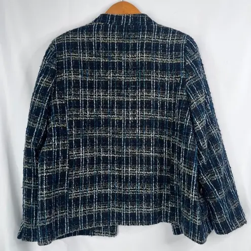 Bonworth Colorful Blue Metallic Thread Tweed Button Front Lined Blazer Size XS/M