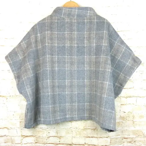 One World World Market Poncho One Size Cecil Gray Brushed Plaid Funnel Neck Lounge Pocket