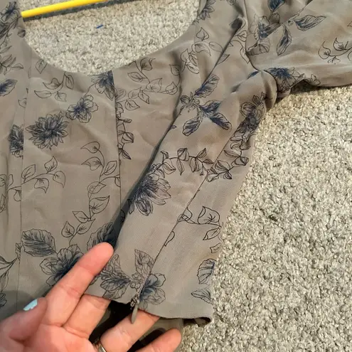 House of Harlow 1960 REVOLVE Womens S Blouse Smocked Top Floral Sheer small Gray