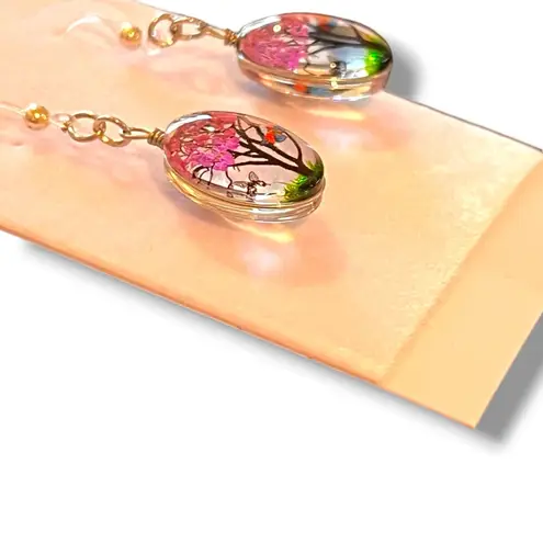 Hypoallergenic Hook Earrings Dried Flower Tree Nature Outdoors Plants Feminine Purple