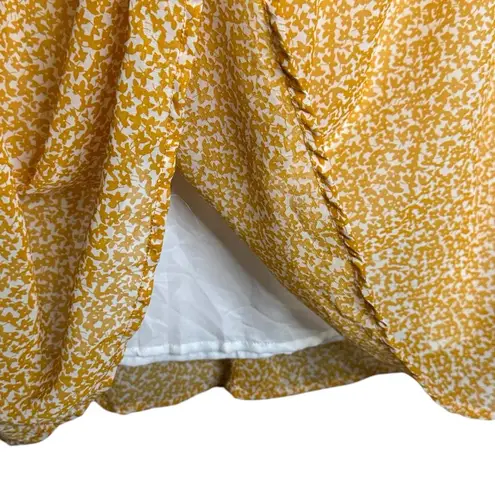 Gaevet Ditsy Floral Layered Sleeve Tunic Dress Lined‎ NWT Medium Women’s Yellow