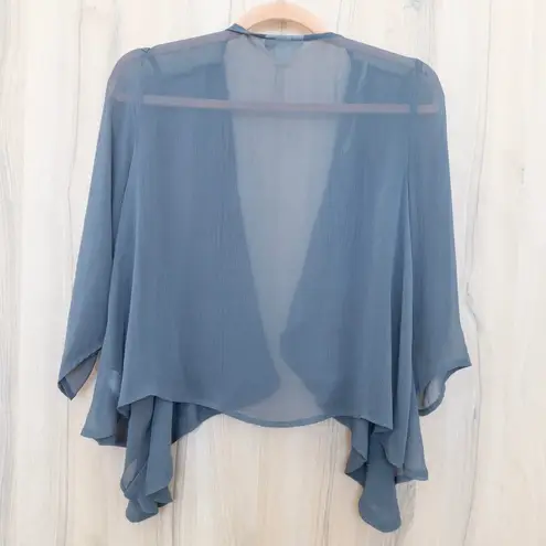 belle du jour Womens Sheer Kimono Top Size L Gray Open Front Boho Flowy Romantic