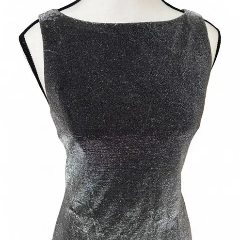90's vTG ANDREA POLIZZI BLACK SILVER SPARKLE GLITTER COCKTAIL DRESS 6 medium.