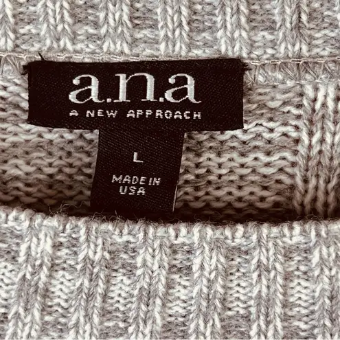 a.n.a  Size Large Cable Knit Long Sleeve Oversized Gray/White Blend Thread …