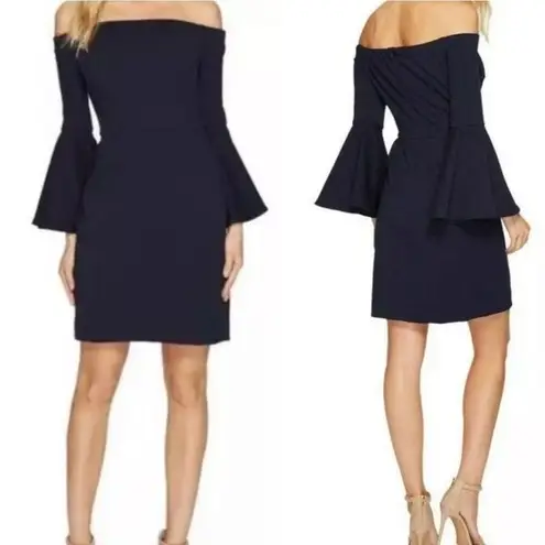 Trina Turk HP!  Miley Blue Off the Shoulder Bell Sleeve Dress (8)