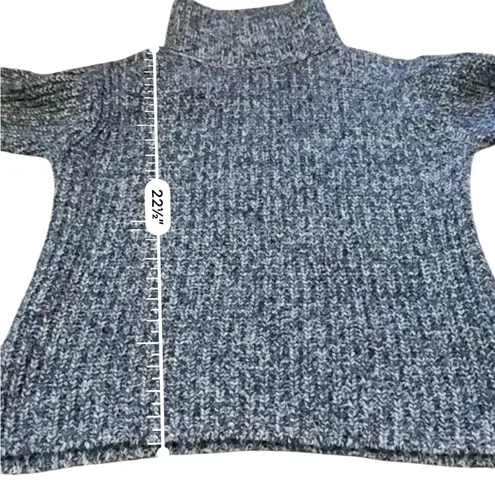 J.Crew Point Sur Turtleneck Sweater Women’s Size Small Blue White Marled Chunky