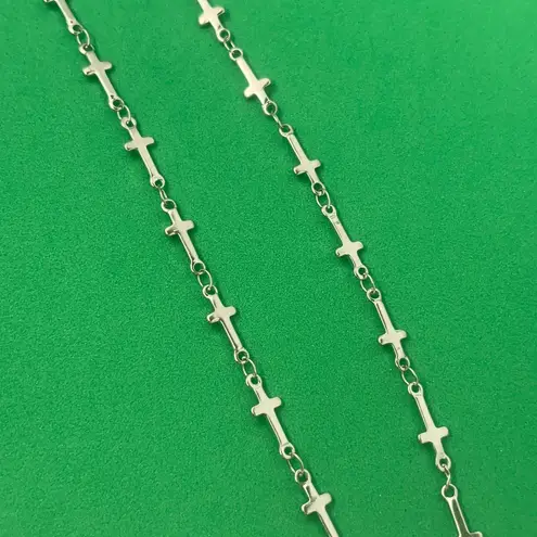 Titanium Steel Link Chain Cross Choker Necklace for Men Women Silver