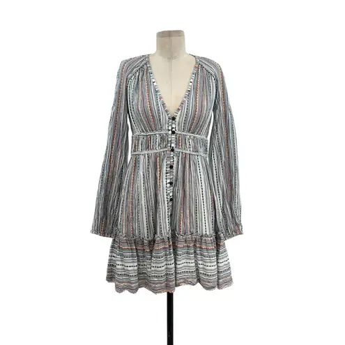 Veronica Beard Suzie Striped Mini Dress Long Sleeve Multicolor Size XS