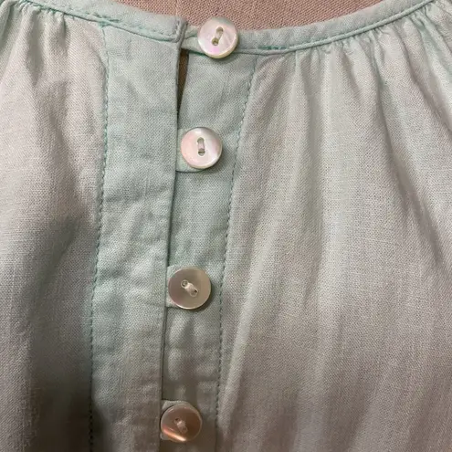 J. Jill Women's Ombre Long Sleeve Scoop Neck Linen Blend Button Up Blouse Size L Green Size L