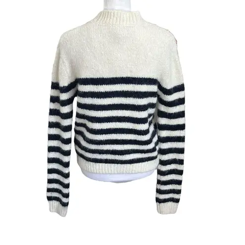 ZARA  NWT Striped Knit Pullover Sweater Women’s Size Medium Button Shoulder