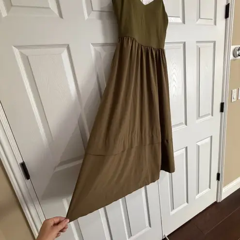 Athleta  Elation V Neck Hybrid Dress Olive Green Size Small