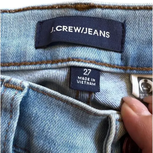 J.Crew Womens Light Wash High-Rise Toothpick Raw Hem Jeans Size 27