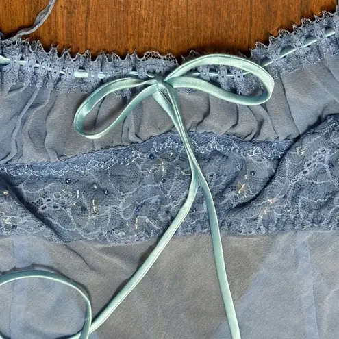 Victoria's Secret 90’s Vintage SILK Victoria’s Secret Blue Babydoll Nightie – Y2K Coquette Size M