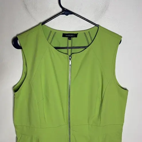 Lafayette 148 New York Green Sleeveless Cotton blend Dress Zip Up Size 16