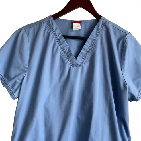 Dickies Women Scrub Top S Blue Short Sleeve Medical Uniform Nurse Office Dental