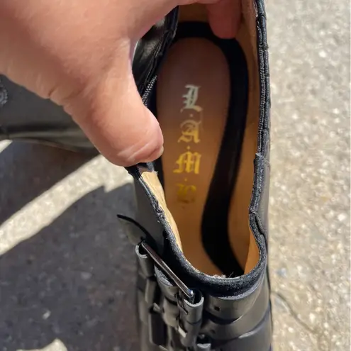 L.A.M.B. Gwen Stefani King Triple Buckle Bootie Stiletto Platform Heels Size 7.5