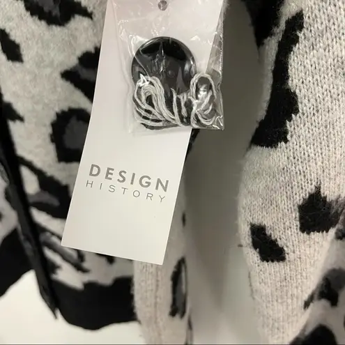 Design History Sweater Cardigan Leopard Jacquard Gray Black NWT Size Medium
