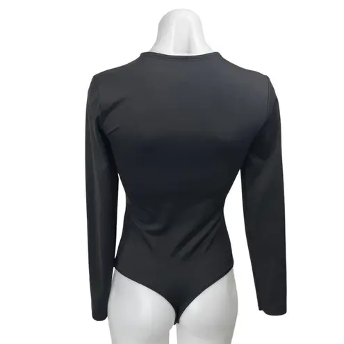 Abercrombie & Fitch  Women's Black Cutout Long Sleeve Thong Bodysuit Top Size S - Image 2