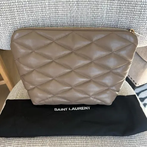 Saint Laurent Sade YSL Quilted Lambskin Pouch Clutch Bag