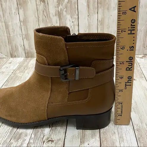 Isaac Mizrahi Saran Cognac Brown Suede Booties 8