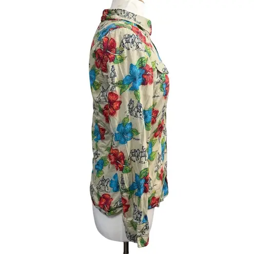 Women's Roper Shirt, S, Beige and Blue Floral