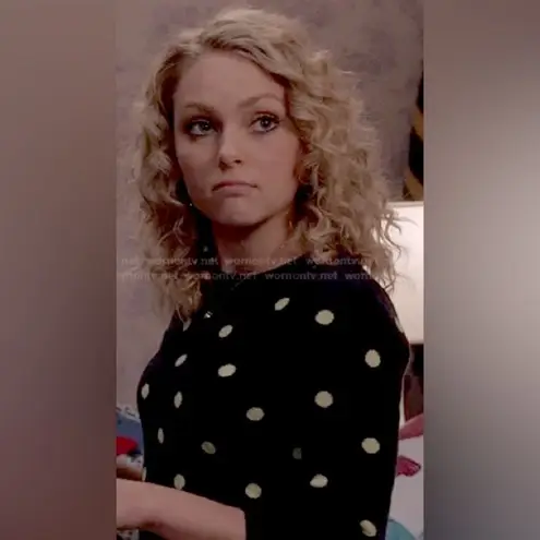 J. McLaughlin Silk Polka Dot Sweater Women’s Large Black White Knit Preppy Y2K