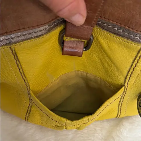 The Sak Yellow and Brown Crossbody Bag with Buckle Detail