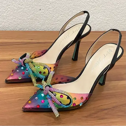 Betsey Johnson  "Deede" Embellished Rainbow Slingback Dress Pumps Size 6M