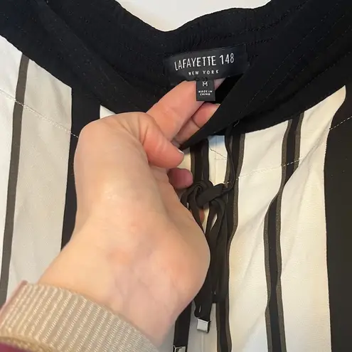 Lafayette 148 New York Hester Striped Wide-LegPull On Viscose Pants Sz M