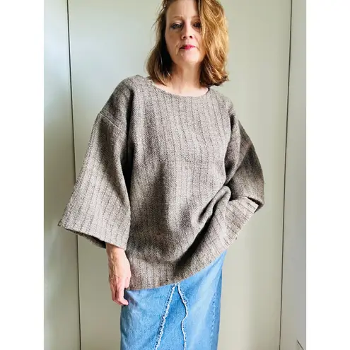 Handmade Wool Pullover Top Beachy Minimalist Hippie Boho Unisec Style Size L Gray