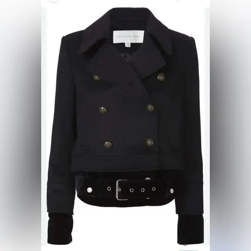Veronica Beard Yara Velvet Hem Pea Coat 0