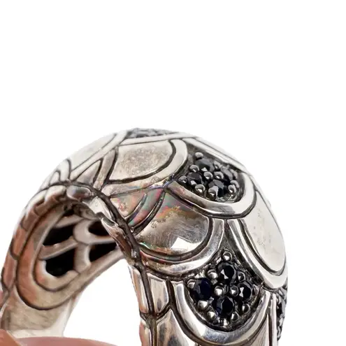 John Hardy Sterling Silver 925 Naga Lava Black Sapphire Dome Ring Cocktail .925