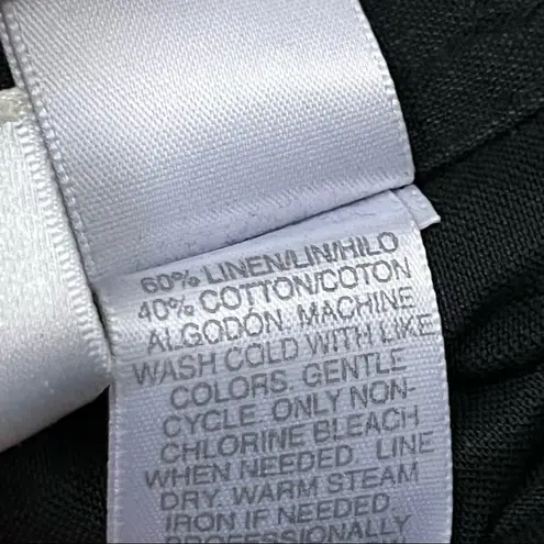 Vintage 90’s Susan Bristol Black Linen High Waist Relaxed Trouser Pants 12 Black