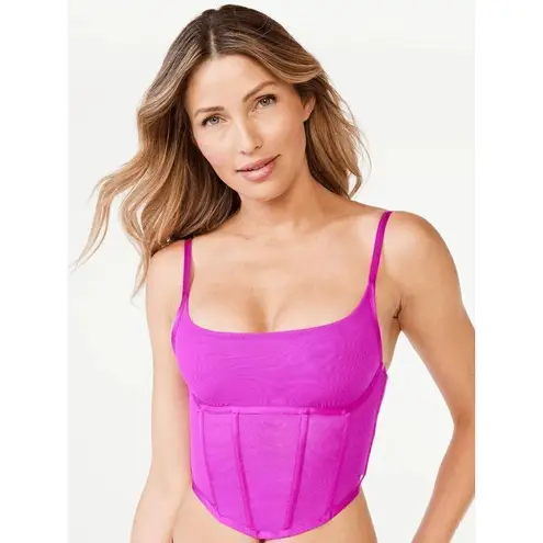 Sofia Intimates Bright Pink Magenta Fuchsia Mesh Corset Bustier XS Pink
